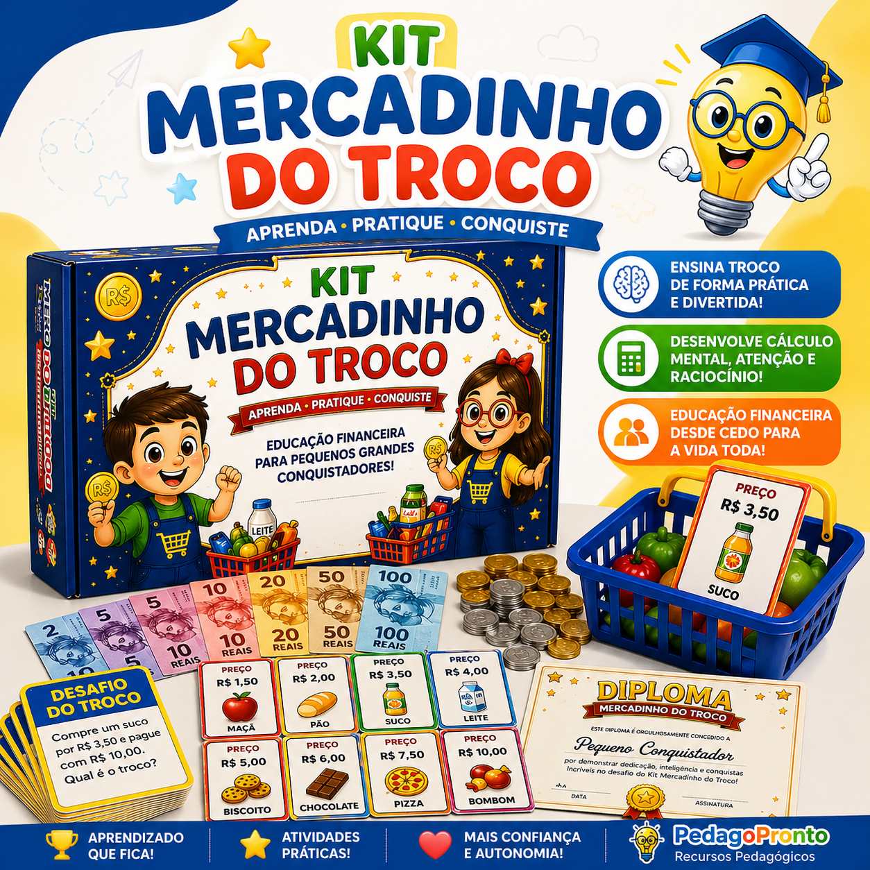 Kit Mercadinho do Troco | Jogo Pedagógico de Matemática Financeira